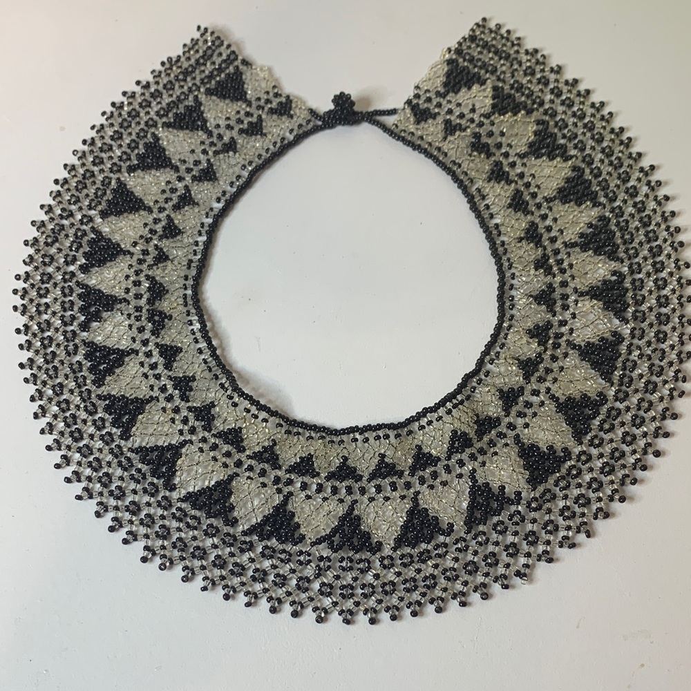 Elegant Black and White Beaded Necklace